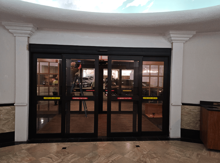 Commercial automatic door installation
